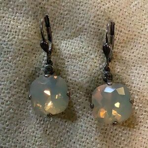 Silver Opalescent Earrings with Lever-Back Setting